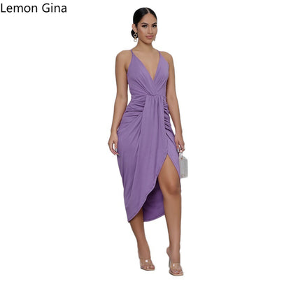 Backless Halter Midi Dress – Irregular Hem Casual Style