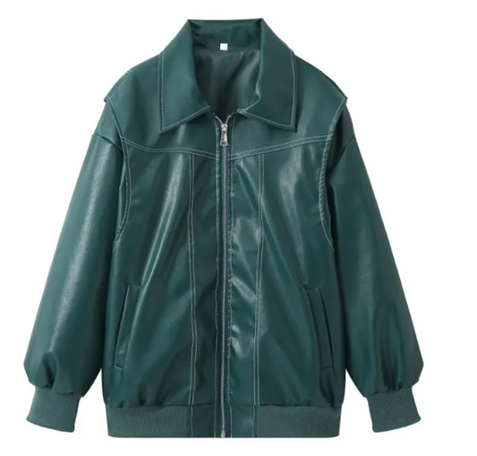 Women’s Chenille Moto Jacket with Lapel Zip Front