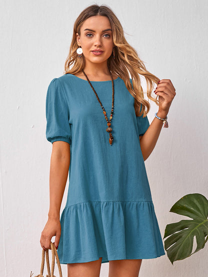 Cotton Linen Short Sleeve Casual Women’s Dress
