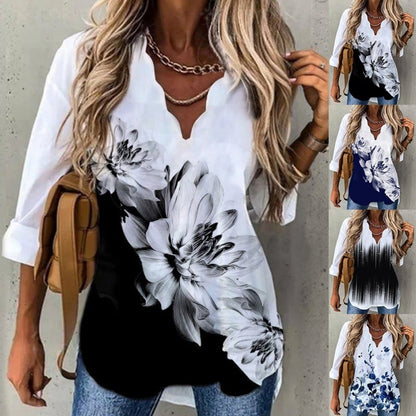 Women’s Floral Print Long Sleeve Blouse Shirt