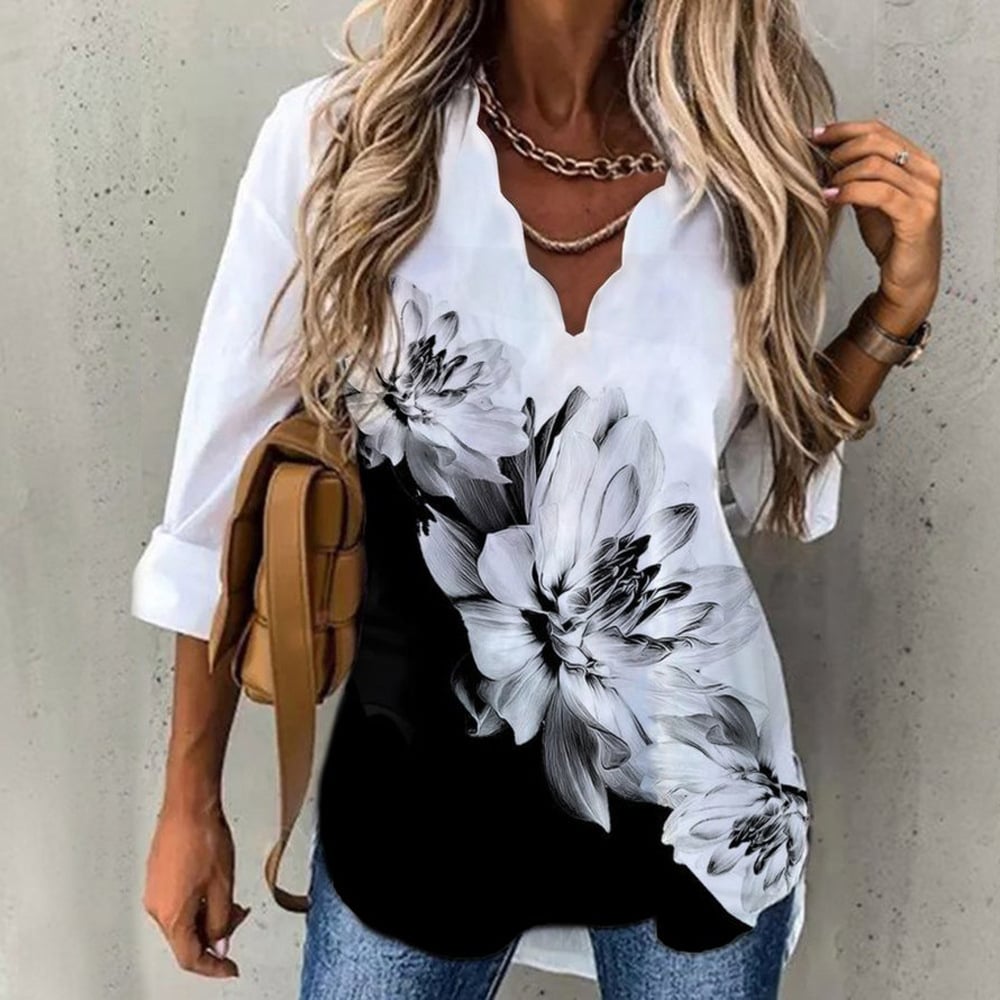 Women’s Floral Print Long Sleeve Blouse Shirt