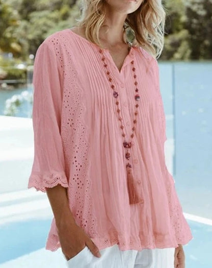 Women’s Long Sleeve Round Neck Blouse – Loose Fit