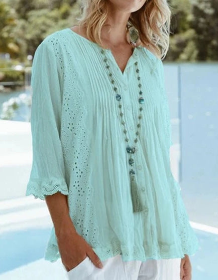 Women’s Long Sleeve Round Neck Blouse – Loose Fit