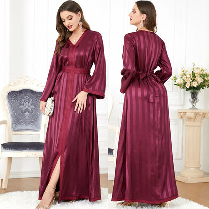 Long Sleeve V-Neck A-Line Dress For Women