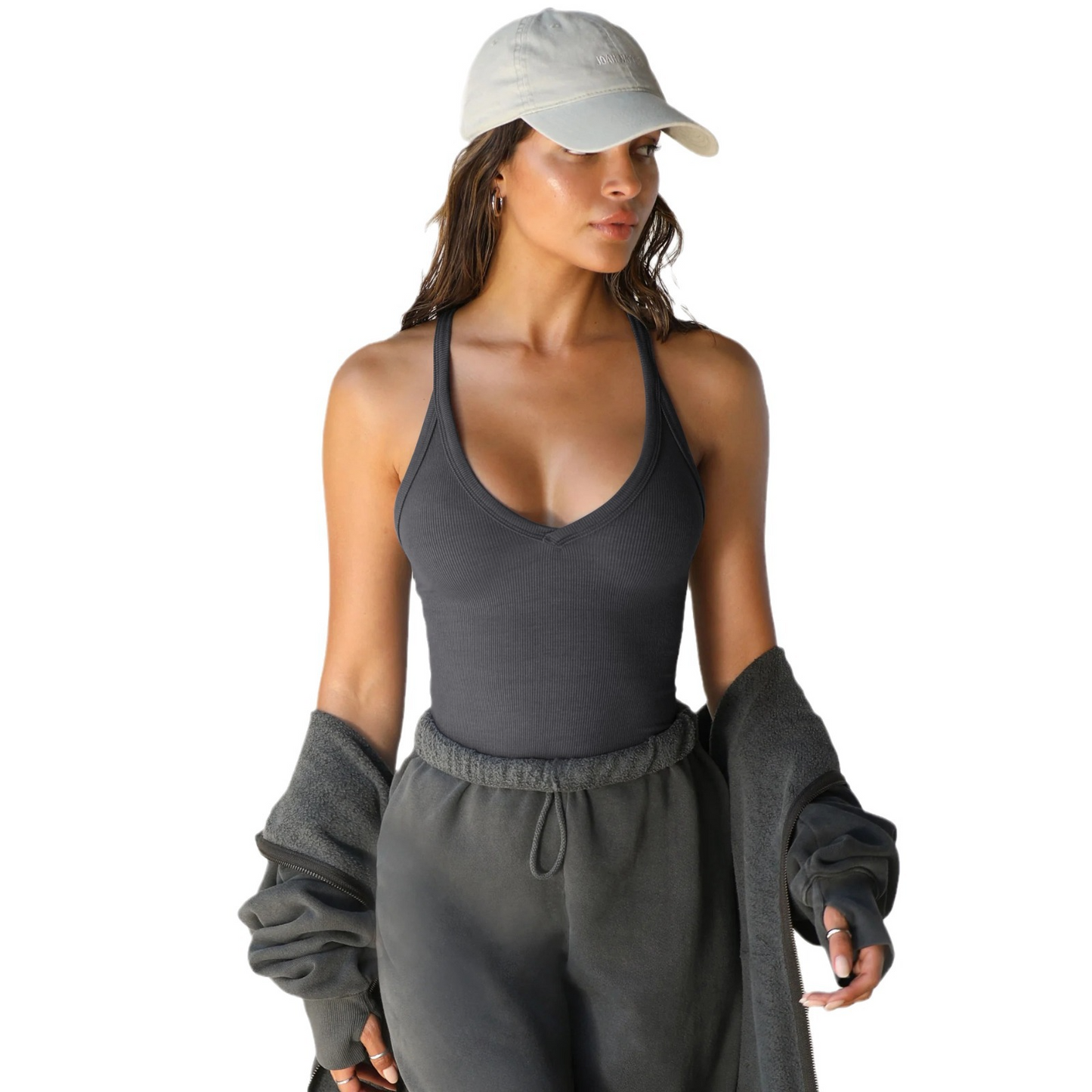 Ribbed Knit Cropped Tank Top For Women – Slim Fit
