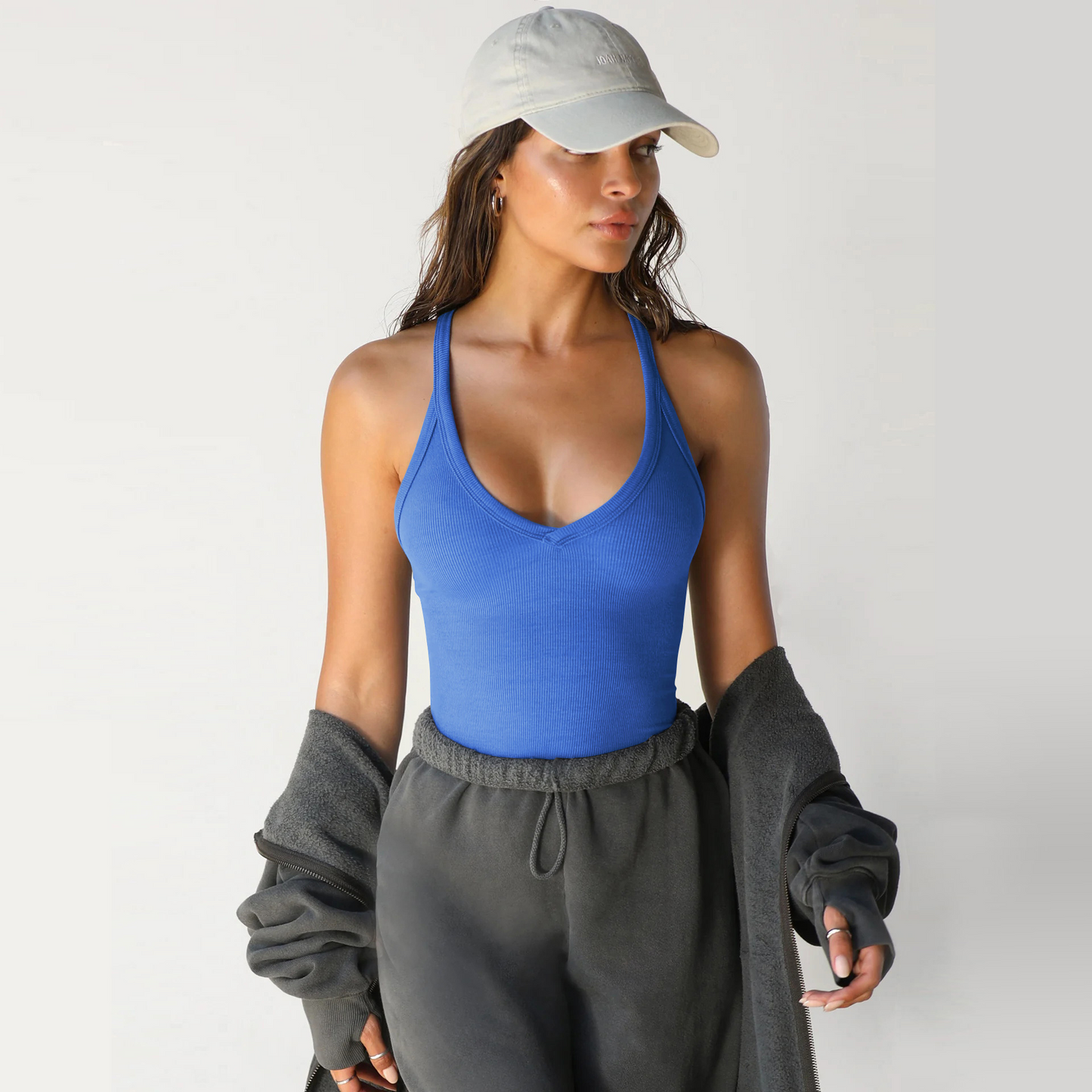 Ribbed Knit Cropped Tank Top For Women – Slim Fit