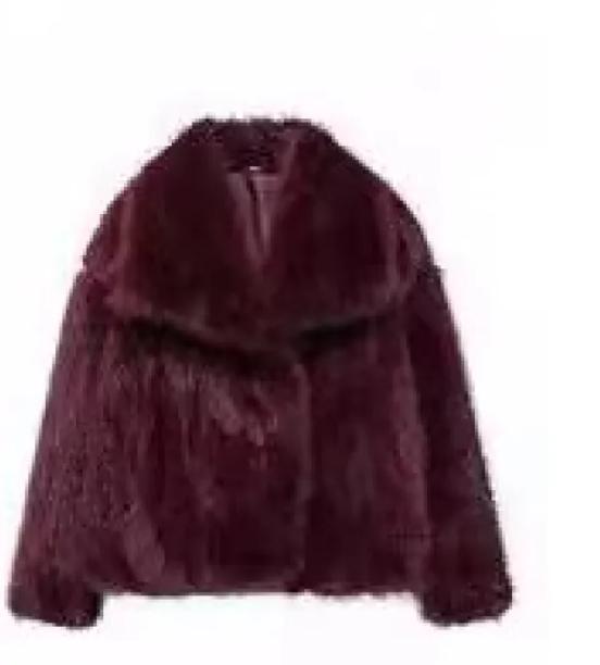 Women’s Plush Winter Lapel Coat With Long Sleeves