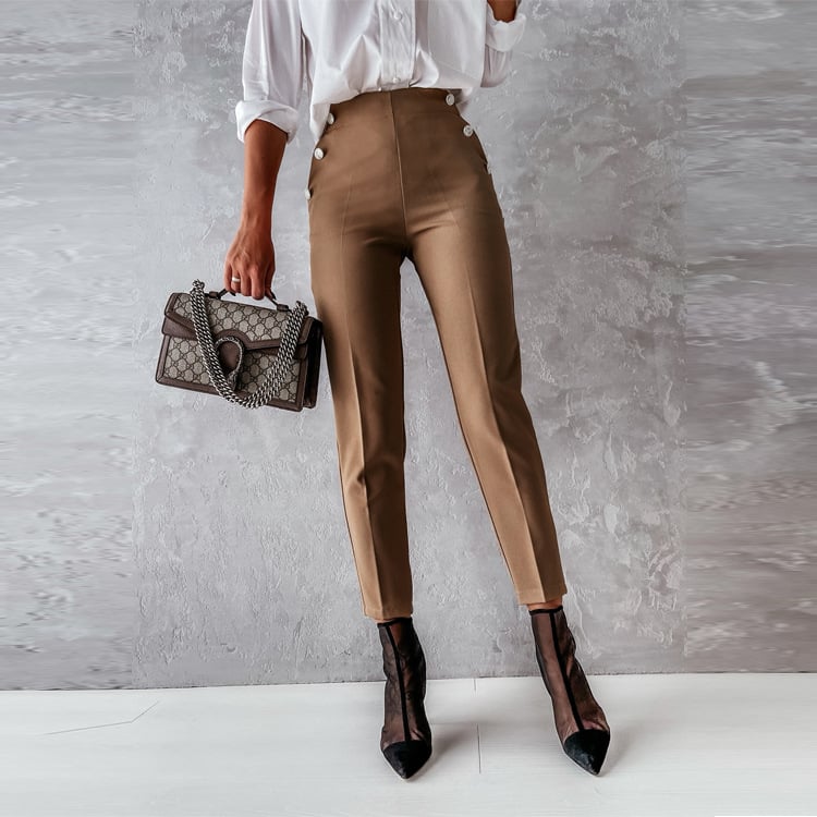 Women’s High Waist Slim Tapered Casual Pants