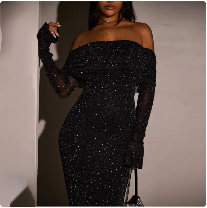 Women’s Sequin Off-Shoulder Bodycon Party Dress
