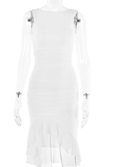 Women's Solid Bodycon Midi Dress – Street Style