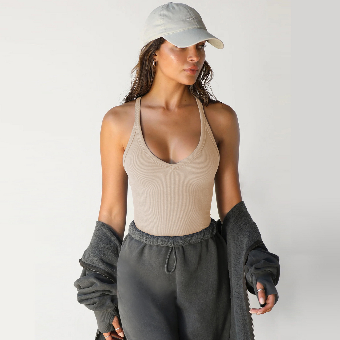 Ribbed Knit Cropped Tank Top For Women – Slim Fit