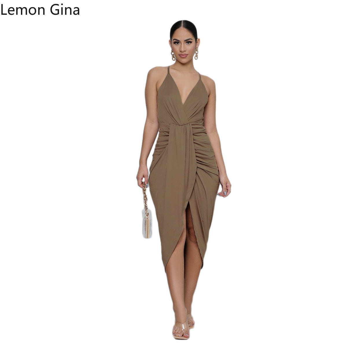 Backless Halter Midi Dress – Irregular Hem Casual Style