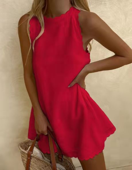 Embroidered Cotton Hemp Midi Dress With Ruffle Details