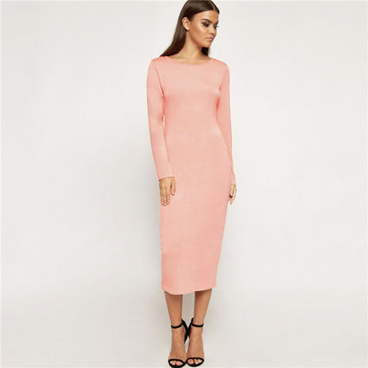 Cotton Bodycon Autumn Dress for Women