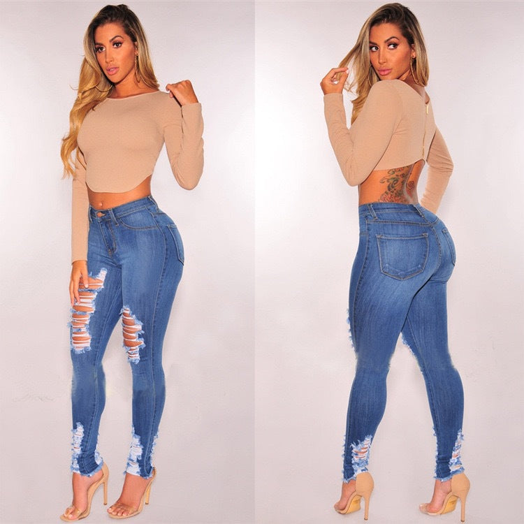 High Waist Women’s Denim Pencil Pants For Work