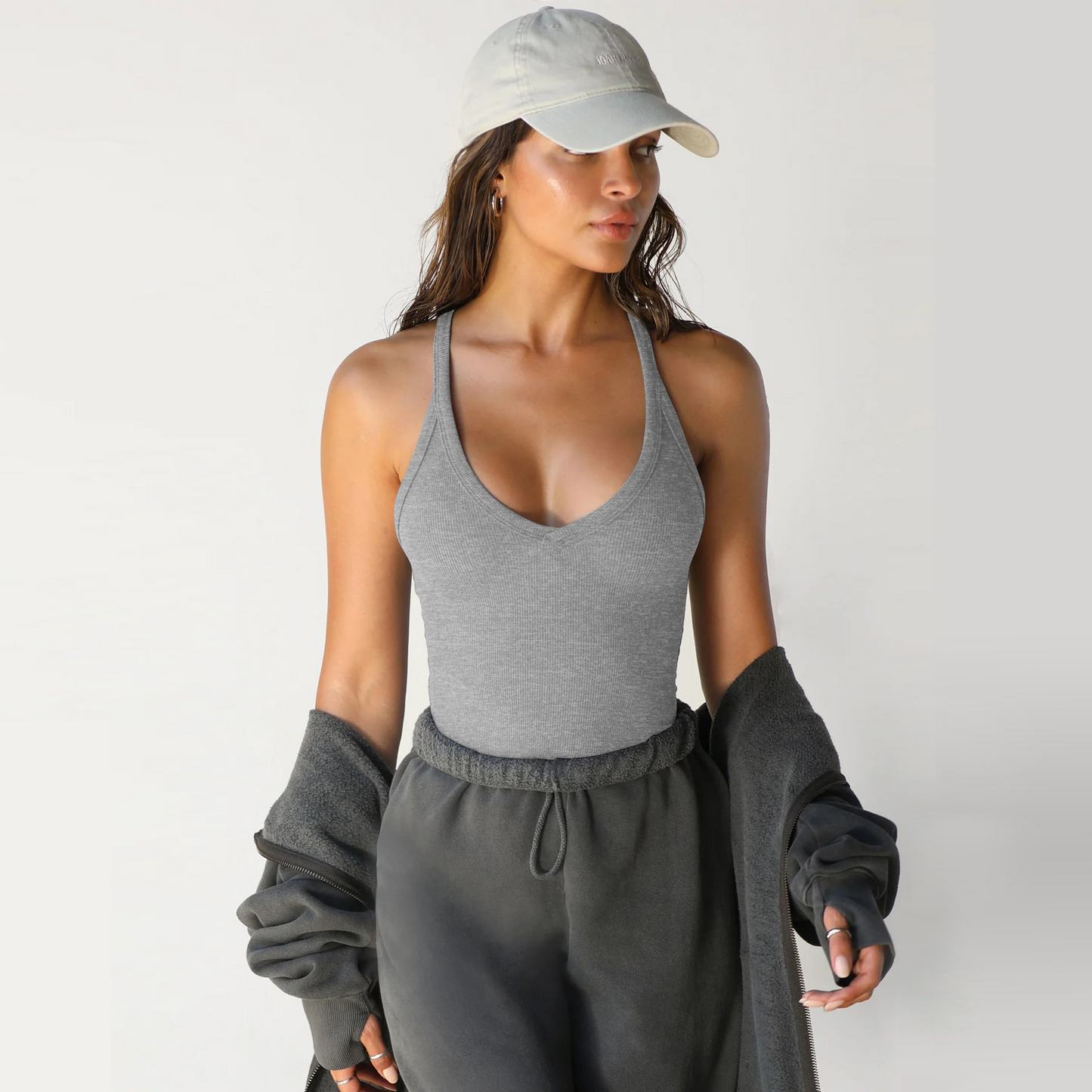 Ribbed Knit Cropped Tank Top For Women – Slim Fit