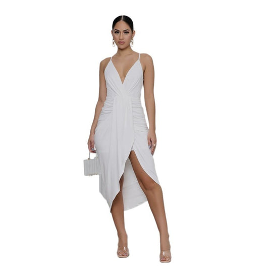 Backless Halter Midi Dress – Irregular Hem product image