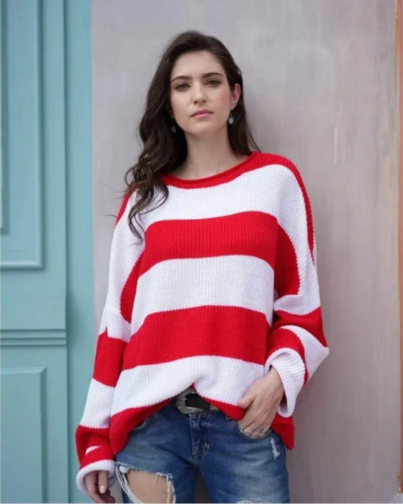 Women’s Colorblock Knit Sweater – Soft Striped Pullover