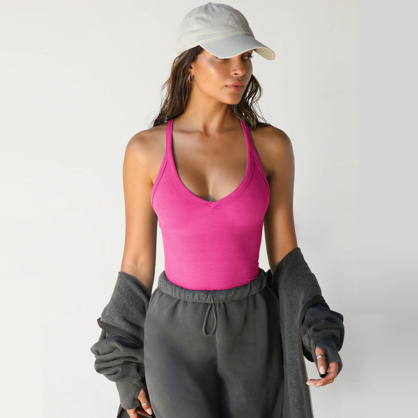 Ribbed Knit Cropped Tank Top For Women – Slim Fit