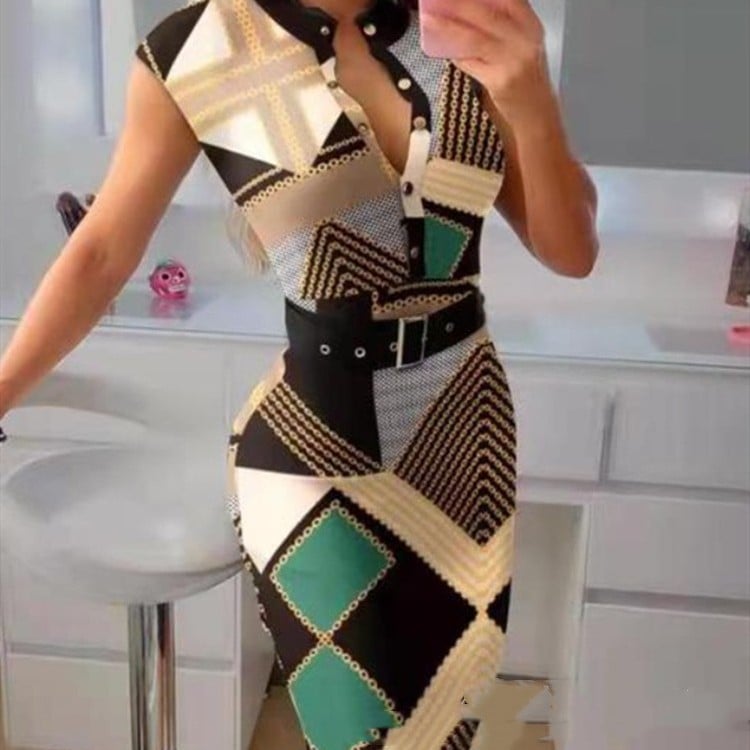 Sleeveless Button Front Midi Dress With Belt