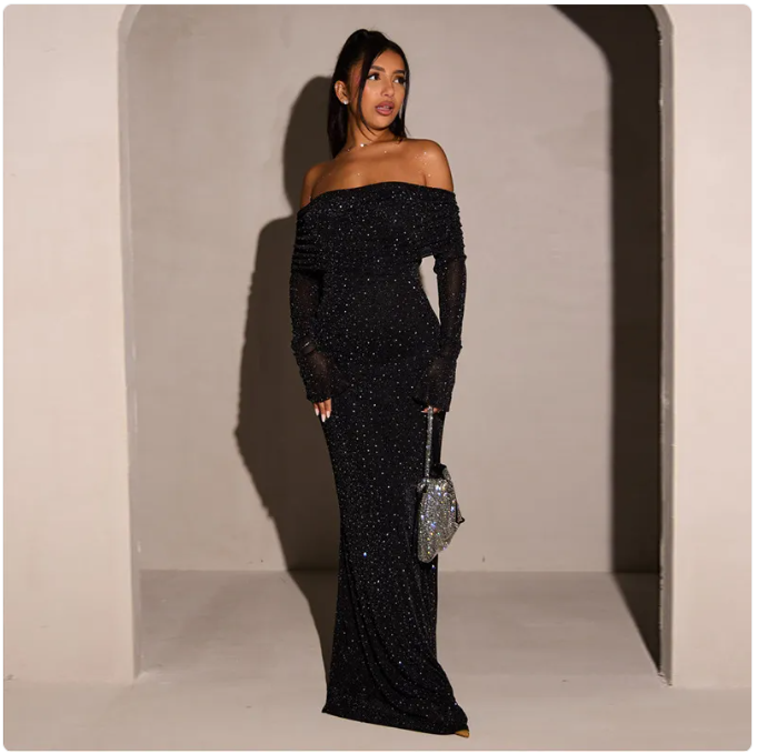 Women’s Sequin Off-Shoulder Bodycon Party Dress