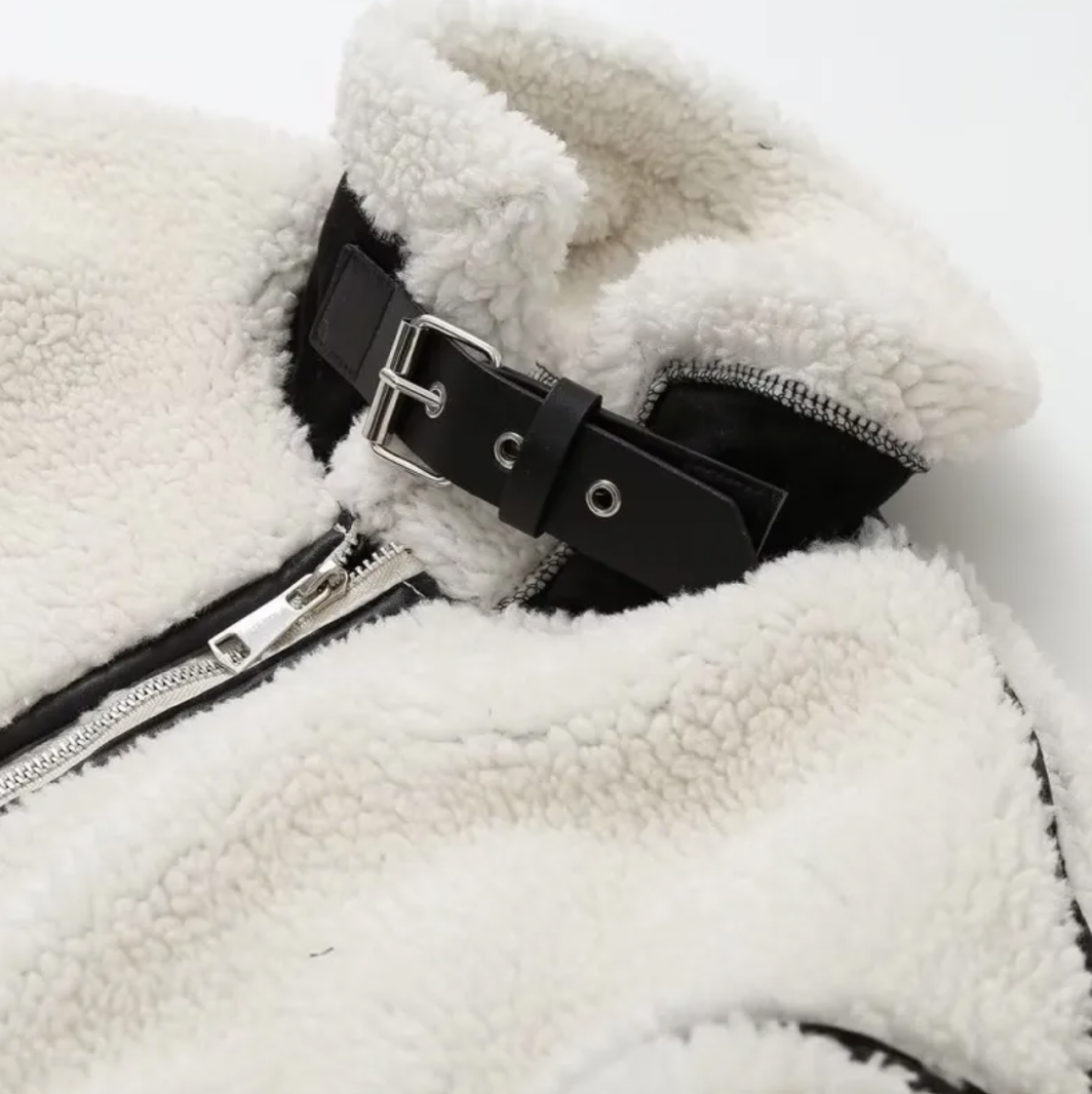 Women’s Patchwork Lambswool Jacket – Soft Cozy Coat