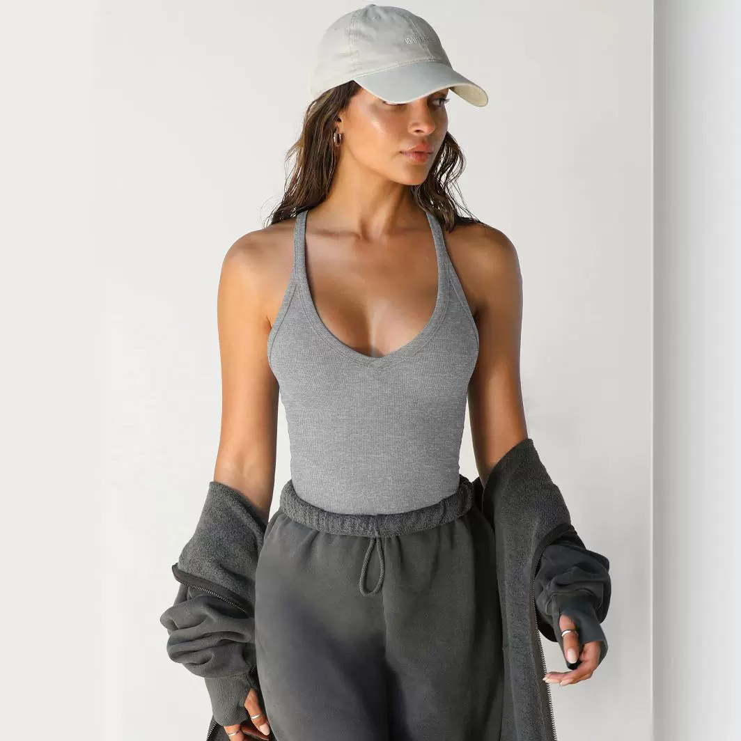 Ribbed Knit Cropped Tank Top For Women – Slim Fit