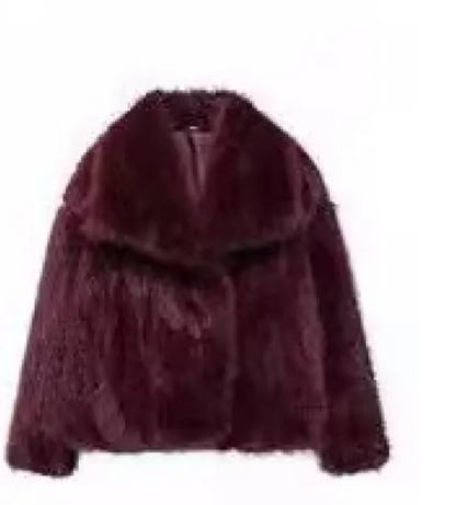 Women’s Plush Winter Lapel Coat With Long Sleeves