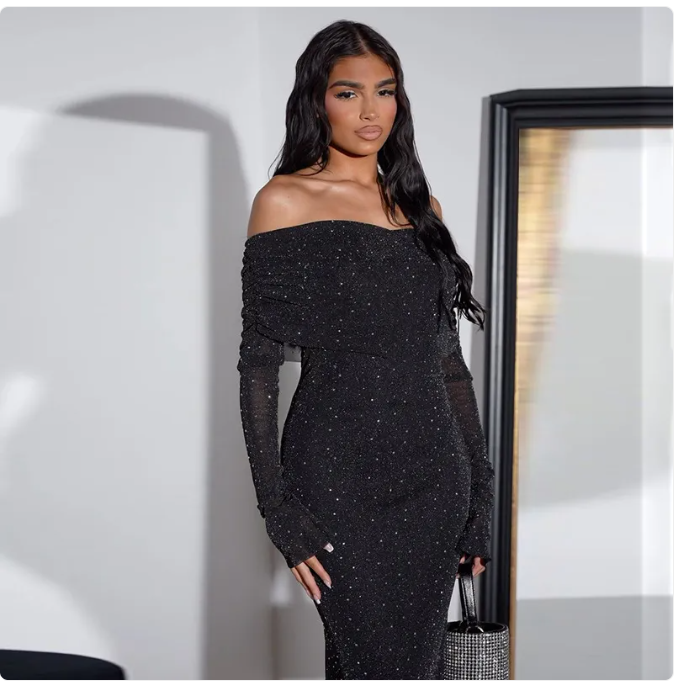 Women’s Sequin Off-Shoulder Bodycon Party Dress