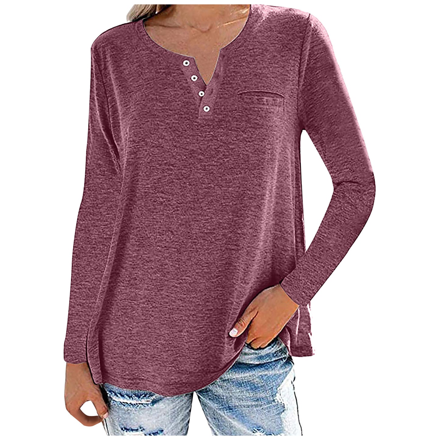 Cotton Blend Casual Women’s Top – Plain Everyday Tee