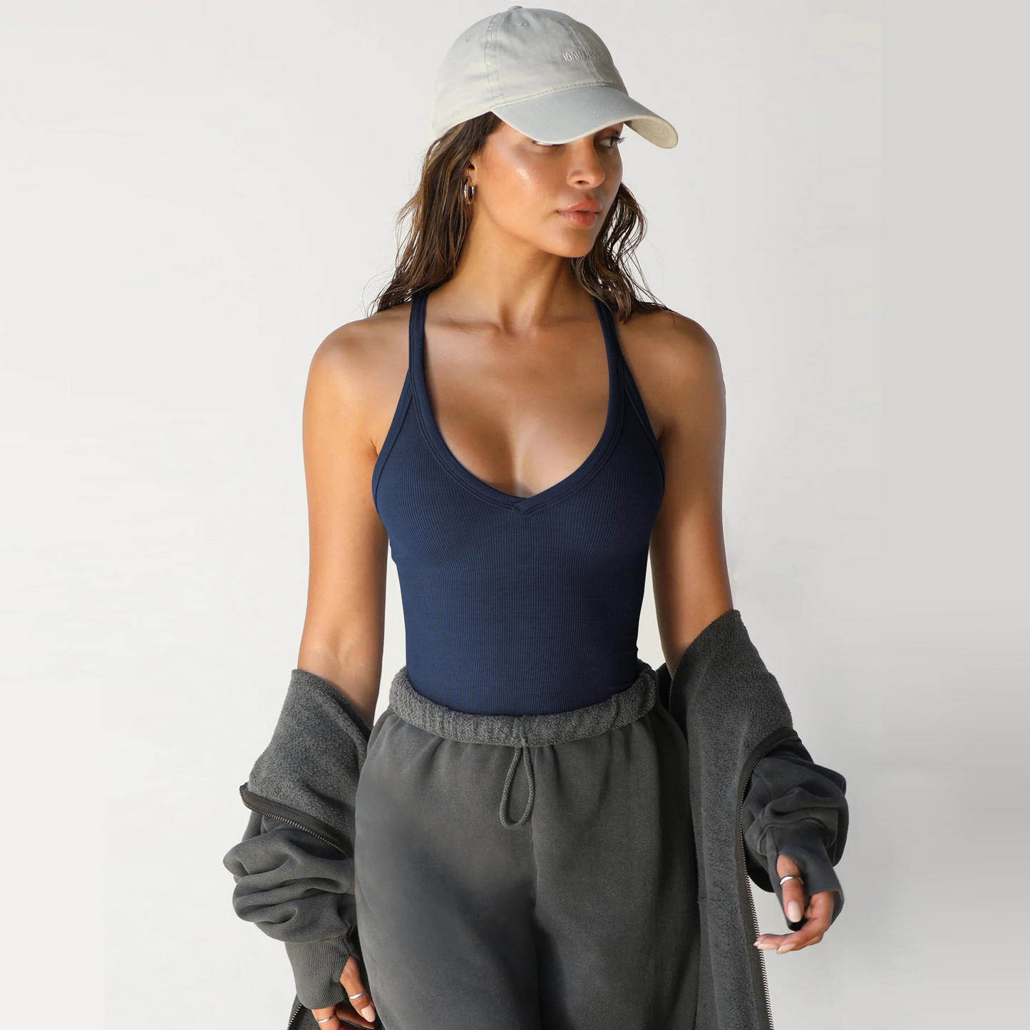 Ribbed Knit Cropped Tank Top For Women – Slim Fit