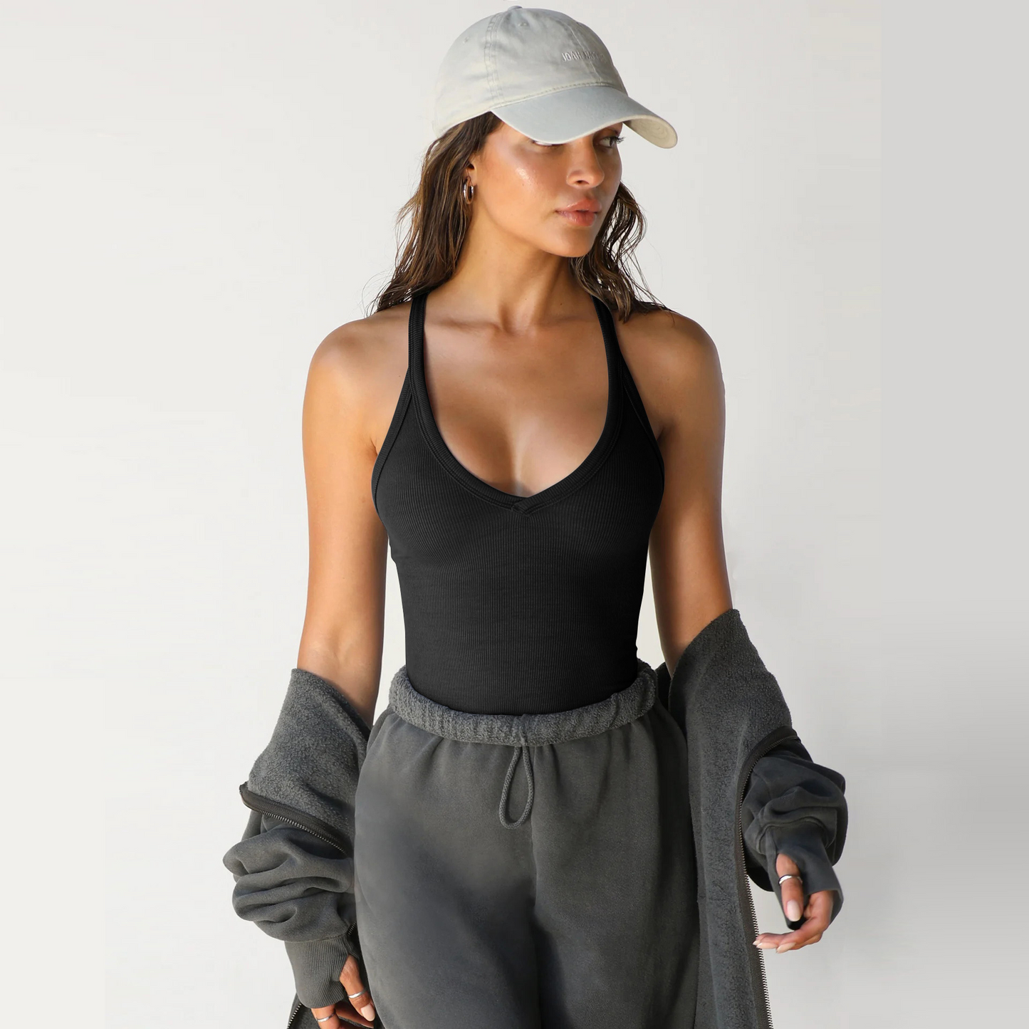Ribbed Knit Cropped Tank Top For Women – Slim Fit