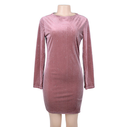 Sparkling Velvet Long Sleeve Bodycon Party Dress