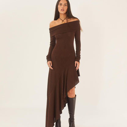 Women’s Long Sleeve Ruffle Maxi Dress – Elegant Fit