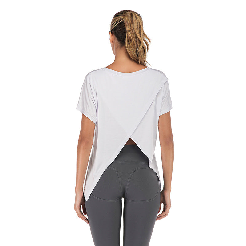 Women’s V-Neck Open-Back Sports T-Shirt