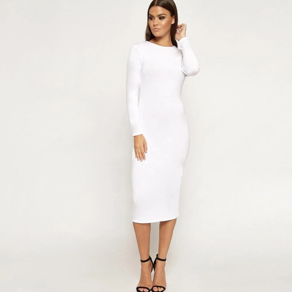 Cotton Bodycon Autumn Dress for Women