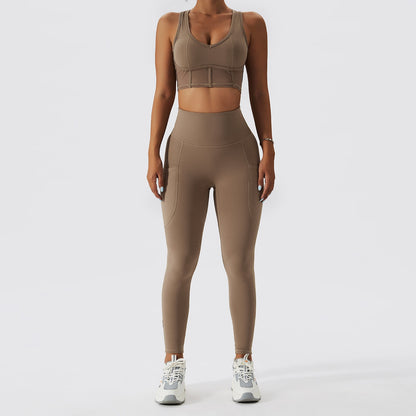 Women’s Seamless Running Set – Wireless Support & Tights