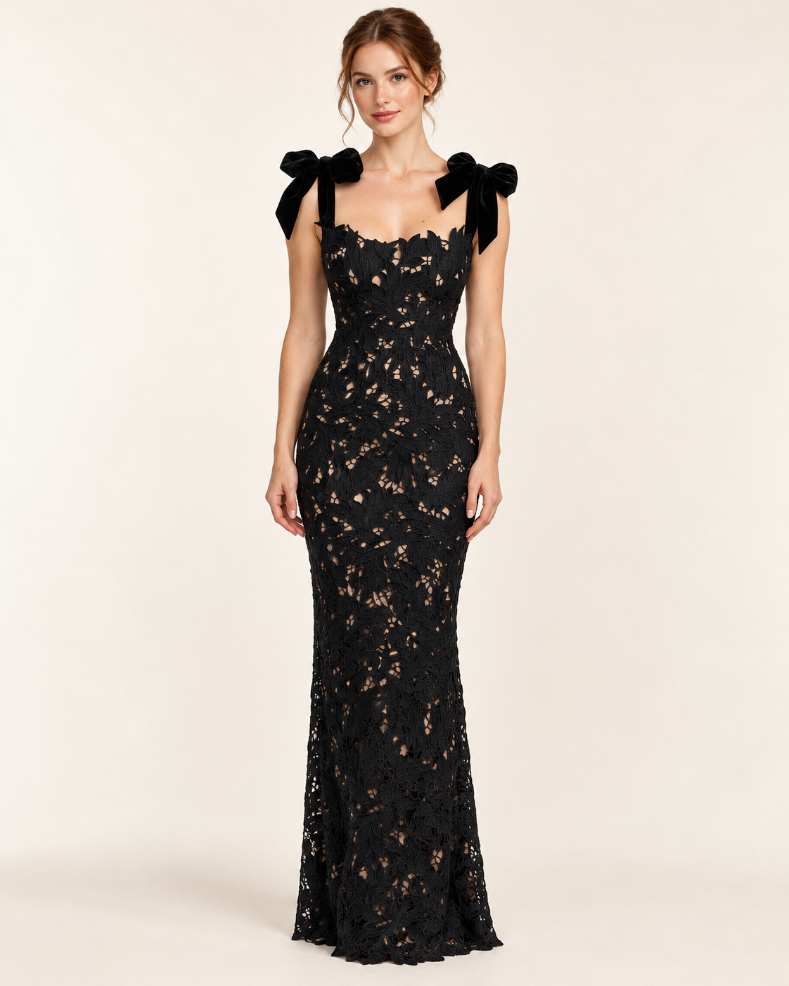 Women's Sleeveless Bow-Tie Dress — Black — Front