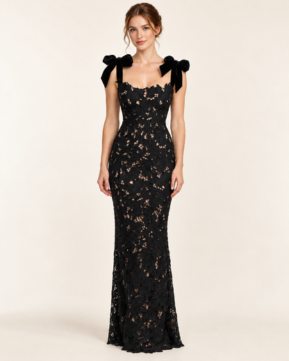 Women's Sleeveless Bow-Tie Dress — Black — Front