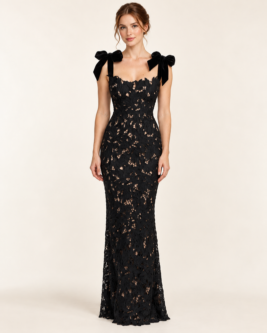 Women's Sleeveless Bow-Tie Dress — Black — Front