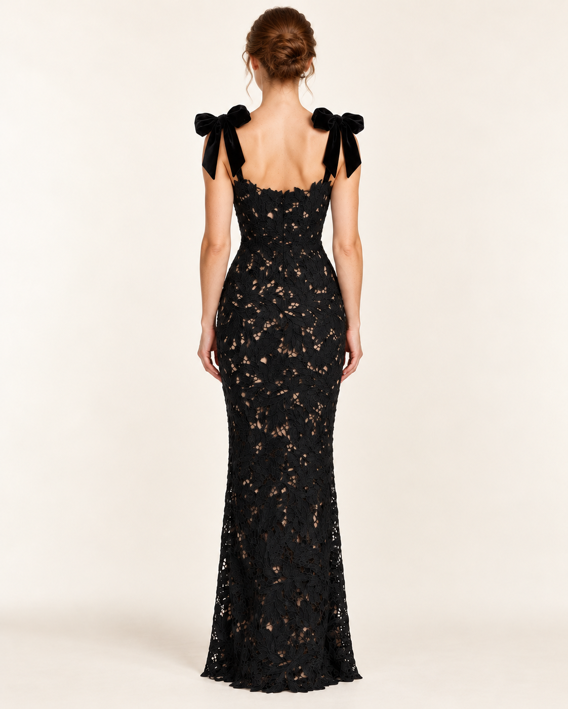 Women's Sleeveless Bow-Tie Dress — Black — Back