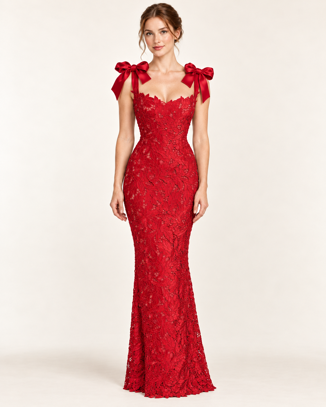 Women's Sleeveless Bow-Tie Dress — Red — Three-quarter