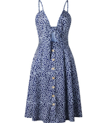Women’s Cotton Linen Backless Summer Dress With Bow