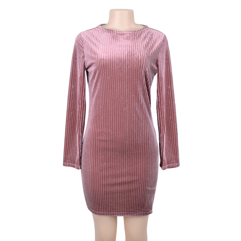 Sparkling Velvet Long Sleeve Bodycon Party Dress