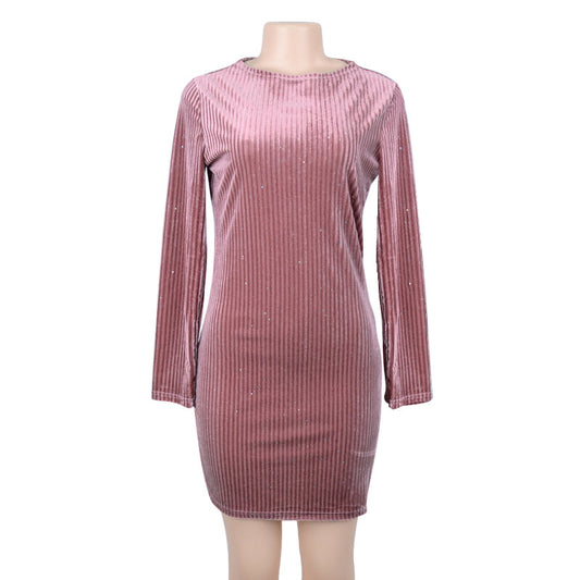 Sparkling Velvet Long Sleeve Bodycon Party Dress