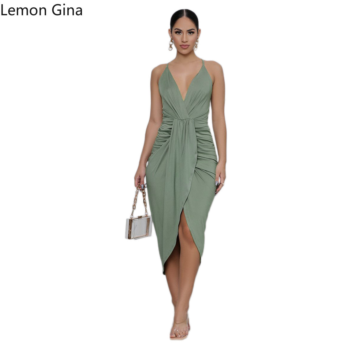 Backless Halter Midi Dress – Irregular Hem Casual Style