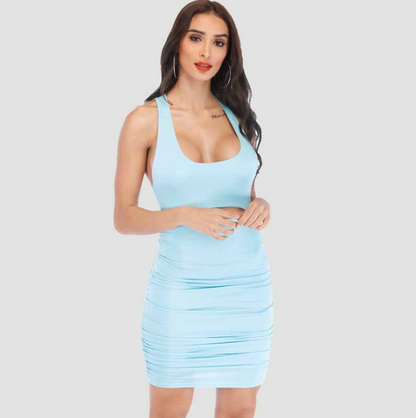 Ruffled Tie-Back Bodycon Dress With Open Back Detail