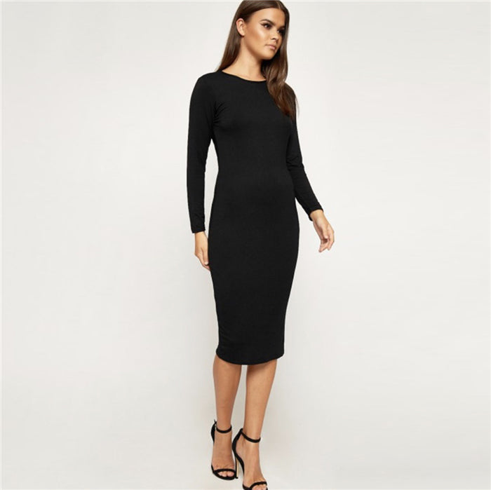 Cotton Bodycon Autumn Dress for Women