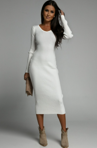 Cotton Bodycon Autumn Dress for Women