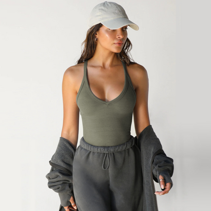Ribbed Knit Cropped Tank Top For Women – Slim Fit